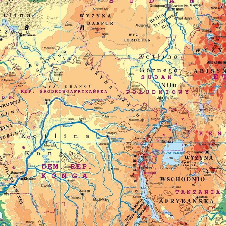 Afryka. Dwustronna mapa ścienna MIDI. Fizyczna/polityczna. Fragment 1