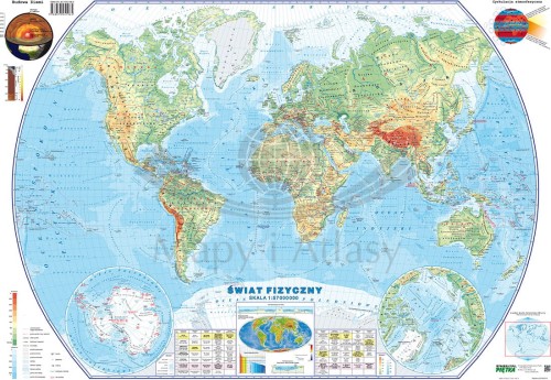 Świat. Dwustronna mapa podręczna. Fizyczna/polityczna. Strona fizyczna