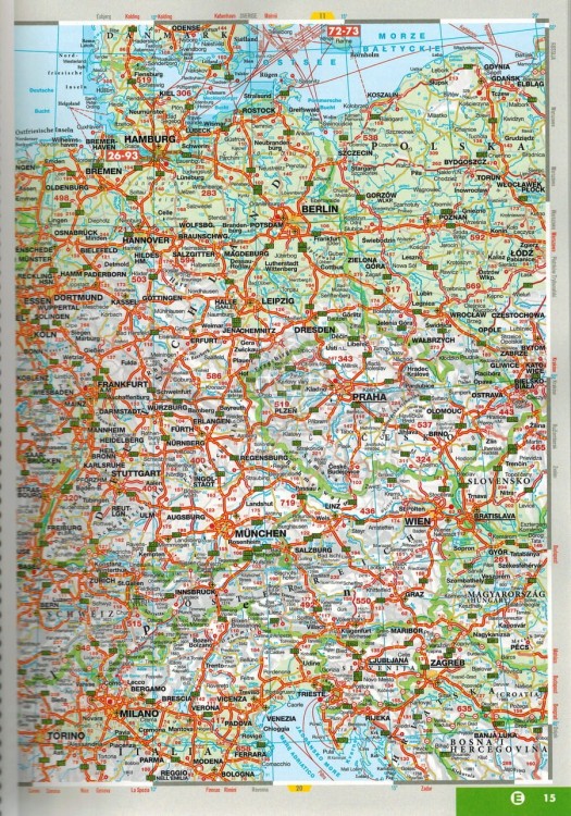 Beneluks. Belgia, Holandia, Luksemburg 1:200 000. Atlas samochodowo-turystyczny wydawnictwa Marco Polo. Przykładowy arkusz - Europa