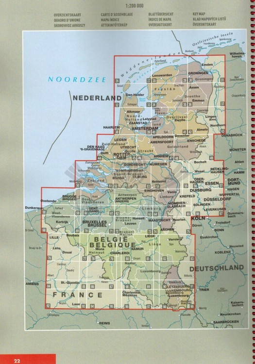 Beneluks. Belgia, Holandia, Luksemburg 1:200 000. Atlas samochodowo-turystyczny wydawnictwa Marco Polo. Skorowidz