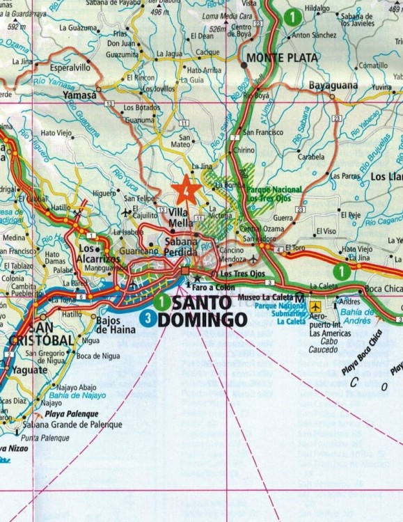 Dominikana. Przewodnik z mapą w etui wydawnictwa Marco Polo. Mapa - fragment