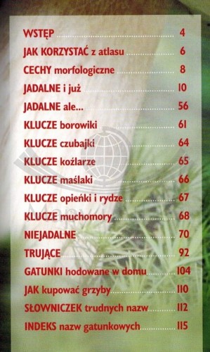 Praktyczny atlas grzybów wydawnictwa Demart. Spis treści