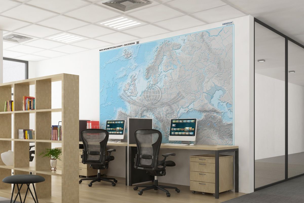 Europa. Fototapeta samoprzylepna. Mapa hipsometryczna