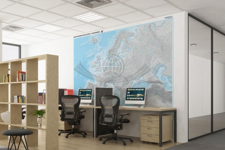 Europa. Fototapeta samoprzylepna. Mapa hipsometryczna. Przykład
