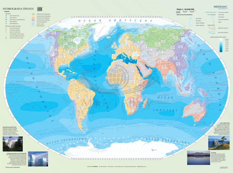 Hydrografia świata. Fototapeta samoprzylepna. Mapa. Całość