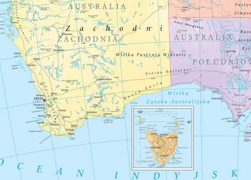 Australia 1:3 500 000. Mapa ścienna polityczna wydawnictwa Meridian. Fragment 1