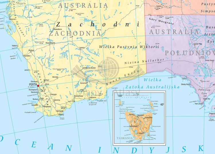 Australia. Fototapeta samoprzylepna. Mapa polityczna. Fragment 1