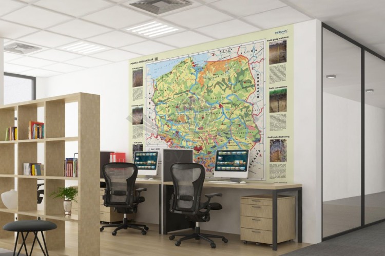 Polska - rodzaje gleb. Fototapeta samoprzylepna. Mapa. Przykład