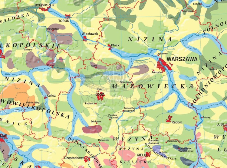 Polska - rodzaje gleb. Fototapeta samoprzylepna. Mapa. Fragment 1