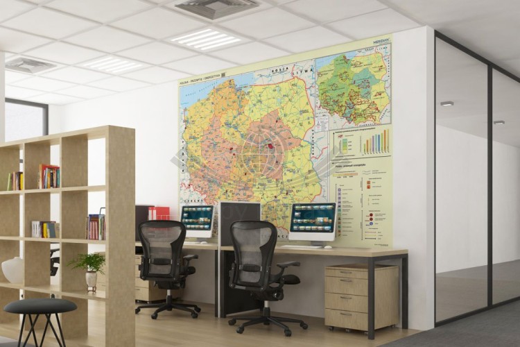 Polska - przemysł i energetyka. Fototapeta samoprzylepna. Mapa. Przykład