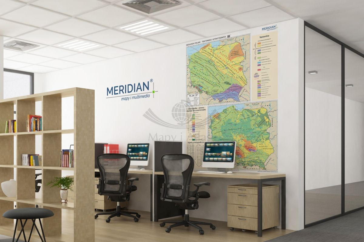 Polska. Geologia Polski - tektonika i stratygrafia. Fototapeta samoprzylepna. Mapa