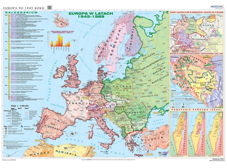 Europa po 1945 roku. Fototapeta samoprzylepna. Mapa. Całość