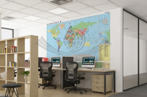 World political (Mercator)/ Świat. Fototapeta samoprzylepna. Mapa polityczna w języku angielskim. Przykład