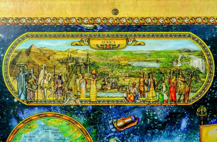 Świat w starym stylu. Mapa ścienna ozdobna wydawnictwa Pergamena. Fragment 4