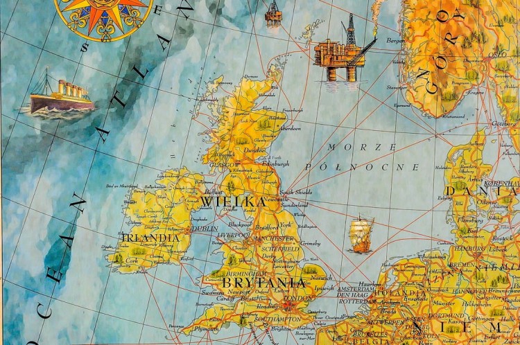 Europa. Mapa ścienna ozdobna 74 x 84 cm. Pergamena. Fragment 4