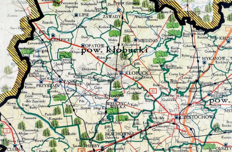 Województwo śląskie. Mapa ścienna ozdobna. Pergamena. Fragment 3