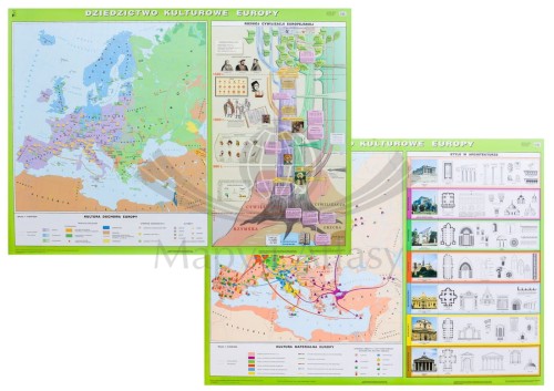 Dziedzictwo kulturowe Europy. Dwustronna mapa ścienna wydawnictwa Nowa Era. Całość