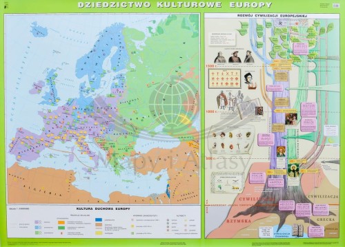 Dziedzictwo kulturowe Europy. Dwustronna mapa ścienna wydawnictwa Nowa Era. I strona
