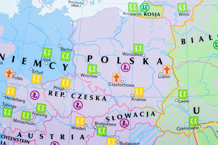 Dziedzictwo kulturowe Europy. Dwustronna mapa ścienna wydawnictwa Nowa Era. Fragment 7
