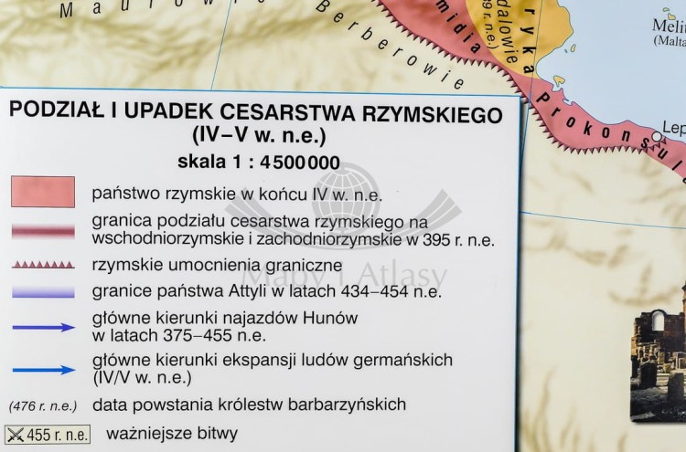 Ekspansja republiki rzymskiej / Rozwój i upadek cesarstwa rzymskiego. Dwustronna mapa ścienna wydawnictwa Nowa Era. Legenda 2