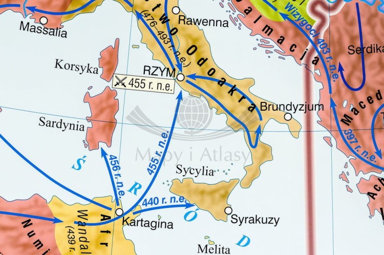 Ekspansja republiki rzymskiej / Rozwój i upadek cesarstwa rzymskiego. Dwustronna mapa ścienna wydawnictwa Nowa Era. Fragment 2