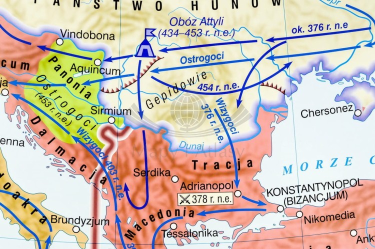 Ekspansja republiki rzymskiej / Rozwój i upadek cesarstwa rzymskiego. Dwustronna mapa ścienna wydawnictwa Nowa Era. Fragment 3
