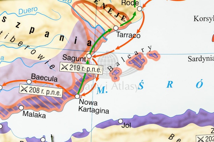 Ekspansja republiki rzymskiej / Rozwój i upadek cesarstwa rzymskiego. Dwustronna mapa ścienna wydawnictwa Nowa Era. Fragment 11