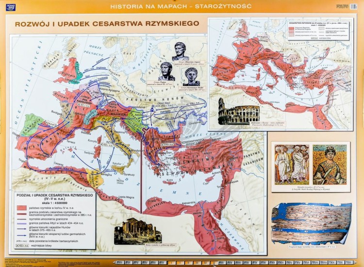 Ekspansja republiki rzymskiej / Rozwój i upadek cesarstwa rzymskiego. Dwustronna mapa ścienna wydawnictwa Nowa Era. II strona