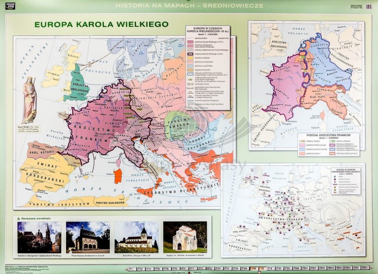 Europa wczesnośredniowieczna / Europa Karola Wielkiego. Dwustronna mapa ścienna wydawnictwa Nowa Era. II strona
