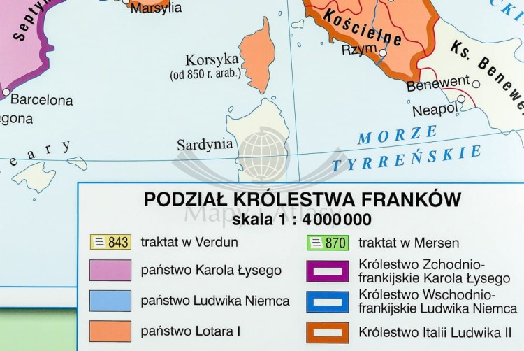 Europa wczesnośredniowieczna / Europa Karola Wielkiego. Dwustronna mapa ścienna wydawnictwa Nowa Era. Legenda 3