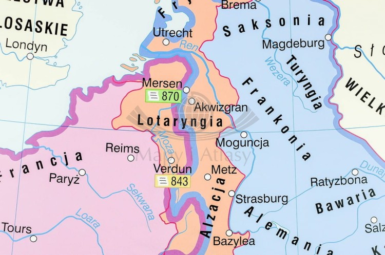 Europa wczesnośredniowieczna / Europa Karola Wielkiego. Dwustronna mapa ścienna wydawnictwa Nowa Era. Fragment 3