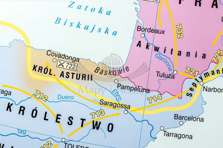 Europa wczesnośredniowieczna / Europa Karola Wielkiego. Dwustronna mapa ścienna wydawnictwa Nowa Era. Fragment 10