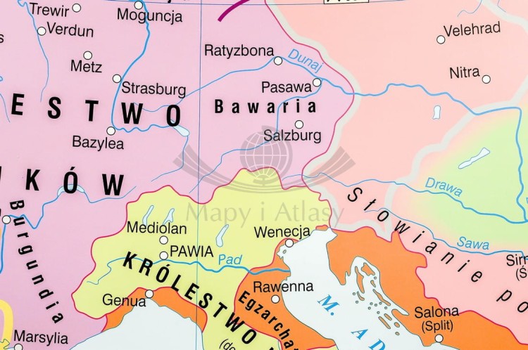 Europa wczesnośredniowieczna / Europa Karola Wielkiego. Dwustronna mapa ścienna wydawnictwa Nowa Era. Fragment 11