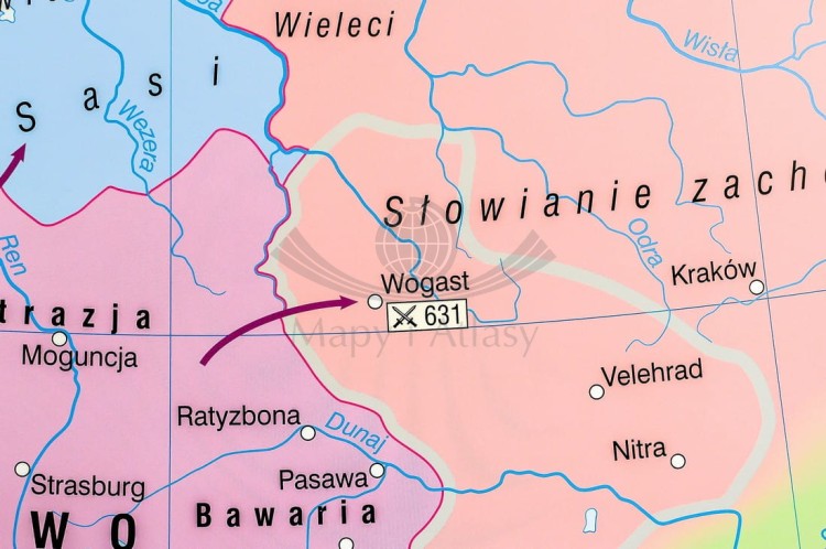 Europa wczesnośredniowieczna / Europa Karola Wielkiego. Dwustronna mapa ścienna wydawnictwa Nowa Era. Fragment 12