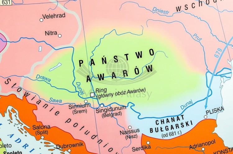 Europa wczesnośredniowieczna / Europa Karola Wielkiego. Dwustronna mapa ścienna wydawnictwa Nowa Era. Fragment 13