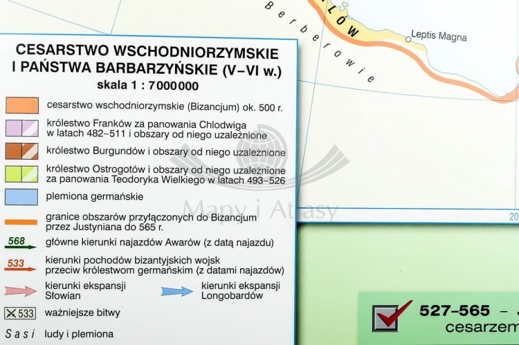 Europa wczesnośredniowieczna / Europa Karola Wielkiego. Dwustronna mapa ścienna wydawnictwa Nowa Era. Legenda 5