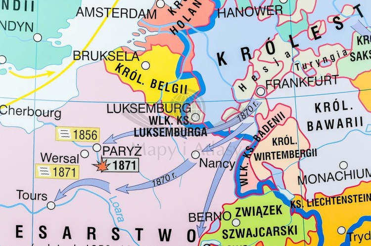 Europa od wojny krymskiej do zjednoczenia Niemiec / Przed wybuchem I wojny światowej. Dwustronna mapa ścienna wydawnictwa Nowa Era. Fragment 3