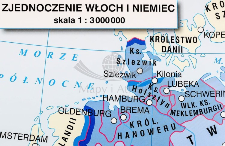 Europa od wojny krymskiej do zjednoczenia Niemiec / Przed wybuchem I wojny światowej. Dwustronna mapa ścienna wydawnictwa Nowa Era. Fragment 5