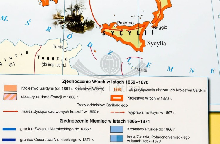 Europa od wojny krymskiej do zjednoczenia Niemiec / Przed wybuchem I wojny światowej. Dwustronna mapa ścienna wydawnictwa Nowa Era. Legenda 2