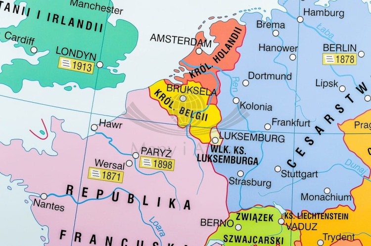 Europa od wojny krymskiej do zjednoczenia Niemiec / Przed wybuchem I wojny światowej. Dwustronna mapa ścienna wydawnictwa Nowa Era. Fragment 7