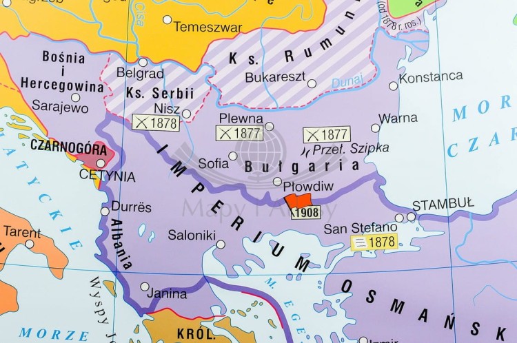 Europa od wojny krymskiej do zjednoczenia Niemiec / Przed wybuchem I wojny światowej. Dwustronna mapa ścienna wydawnictwa Nowa Era. Fragment 9