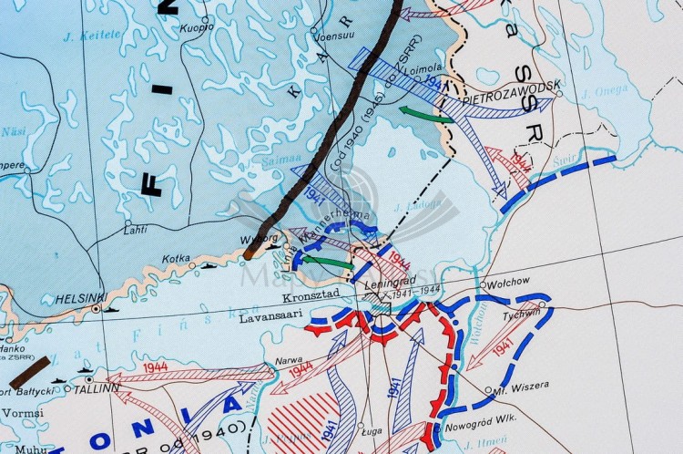 Europa podczas drugiej wojny światowej. Mapa ścienna wydawnictwa Nowa Era. Fragment 2