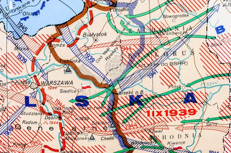 Europa podczas drugiej wojny światowej. Mapa ścienna wydawnictwa Nowa Era. Fragment 5