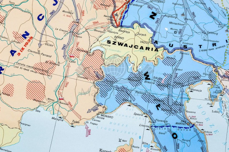 Europa podczas drugiej wojny światowej. Mapa ścienna wydawnictwa Nowa Era. Fragment 11
