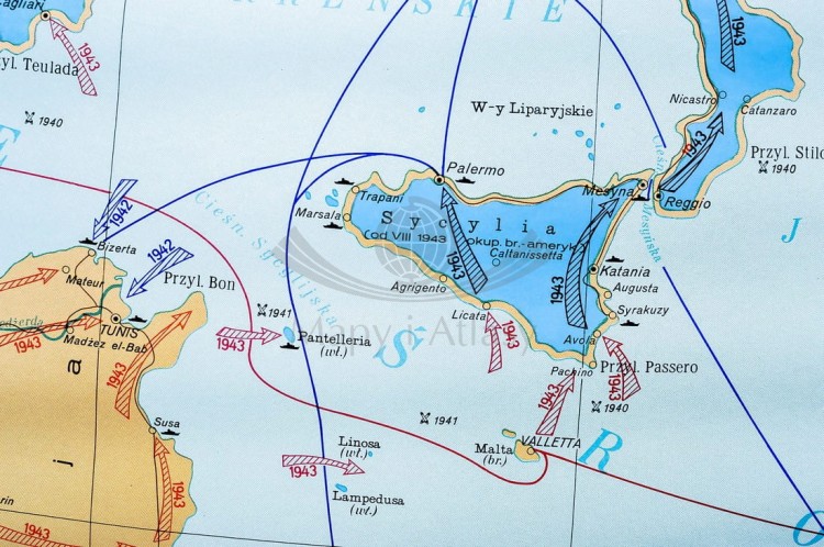 Europa podczas drugiej wojny światowej. Mapa ścienna wydawnictwa Nowa Era. Fragment 12