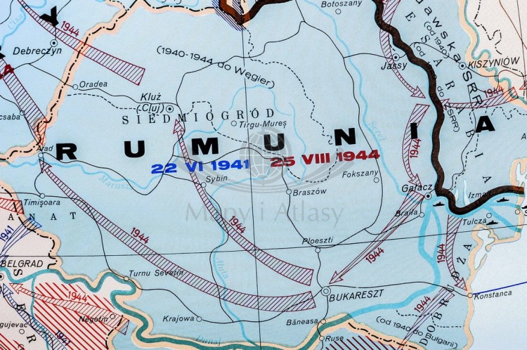 Europa podczas drugiej wojny światowej. Mapa ścienna wydawnictwa Nowa Era. Fragment 15
