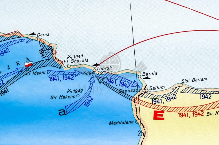 Europa podczas drugiej wojny światowej. Mapa ścienna wydawnictwa Nowa Era. Fragment 16