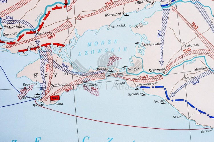 Europa podczas drugiej wojny światowej. Mapa ścienna wydawnictwa Nowa Era. Fragment 19