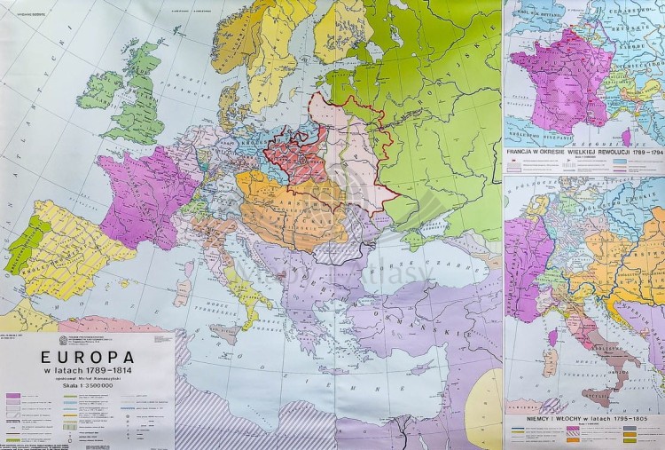 Europa w latach 1789-1814. Mapa ścienna wydawnictwa Nowa Era. Całość
