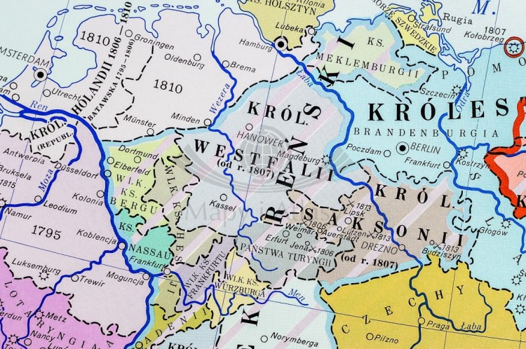 Europa w latach 1789-1814. Mapa ścienna wydawnictwa Nowa Era. Fragment 2